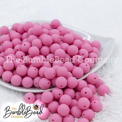 12mm Bubblegum Pink Matte Solid Acrylic Beads, Gumball Beads in