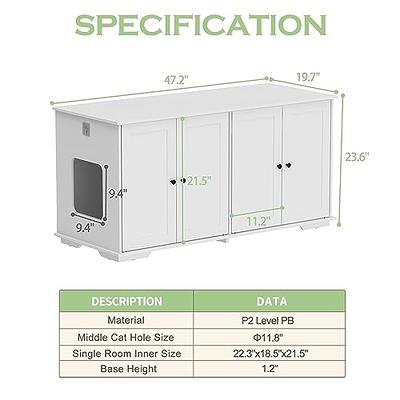 MOOLIVE Cat Litter Box Enclosure, 47.2 Double Hidden Litter Box