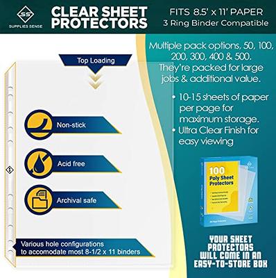 Sheet Protectors for 3 Ring Binder - 100 Premium Clear Plastic Page  Protectors for 3 Ring Binder - Sleeves 8.5 x 11 for Paper & Documents -  Yahoo Shopping