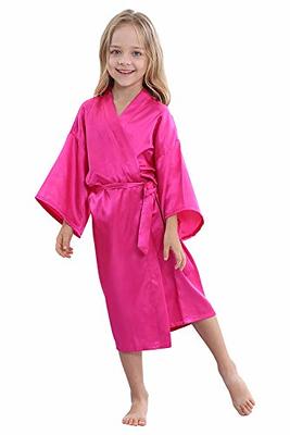 TIMSOPHIA Kids Satin Floral Kimono Robe-Flower Girl Bath Robe for