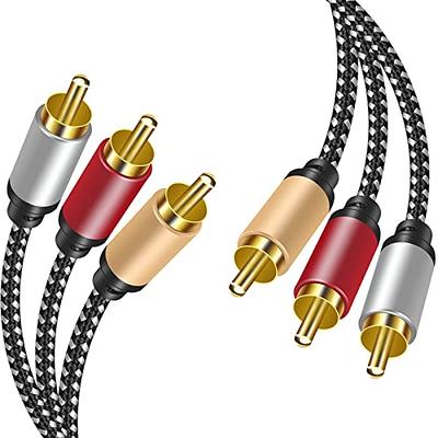 Cmple 3-Male RCA to 3-Male RCA Composite Video Audio AV Cable - Gold Plated  - 1.5 Feet