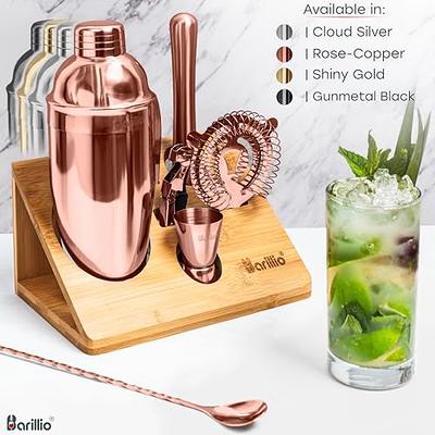Cocktail Shaker Set Bartender Kit : 12-Piece Bar Tool Set with Bamboo Stand  | Bar Set with All Practical Bar Accessories, for Drink Mixing, Bar, Home