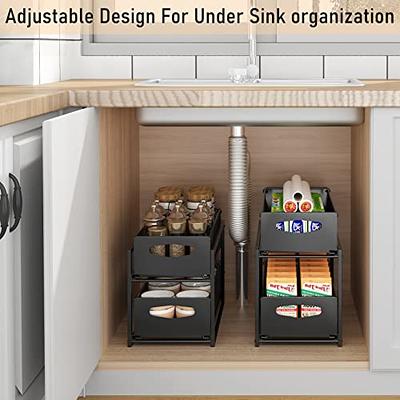 2 Pack Under Sink Organizers and Storage Bathroom Organizer Under Sink,  Pull Out Cabinet Organizer for Kitchen Bathroom Sink Storage, Black