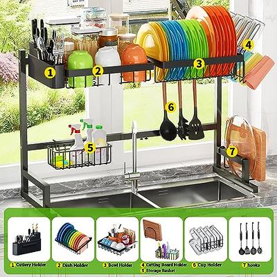 G.a HOMEFAVOR Dish Drying Rack, 2-Tier Adjustable Length(25.6-33.5in),  Expandable Over The Sink Dish Drying Rack, Stainless Steel Dish Drainer, Dishes  Rack Kitchen Storage Organizer Space Saver - Yahoo Shopping