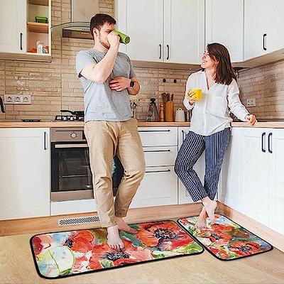 Kigai [2 PCS Watercolor Poppies Anti Fatigue Mats for Kitchen Floor  Non-Slip Waterpoof Kitchen Rugs Soft and Cushioned Kitchen Mats for  Standing, Floor, Office, Laundry, Sink - Yahoo Shopping