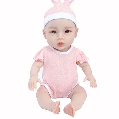 QARUQASE Lifelike Full Silicone Baby Doll,Mini Silicone Newborn Baby  Dolls,9 Inch Reborn Baby Dolls Silicone Full Body Open Eyes Girl,Not Vinyl