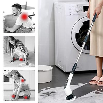 Cordless Electric Cleaning Brush With 7 Replaceable Brush Heads, Tub And  Tile Electric Scrubber Mop With Adjustable Handle For Bathroom, Kitchen  (whit