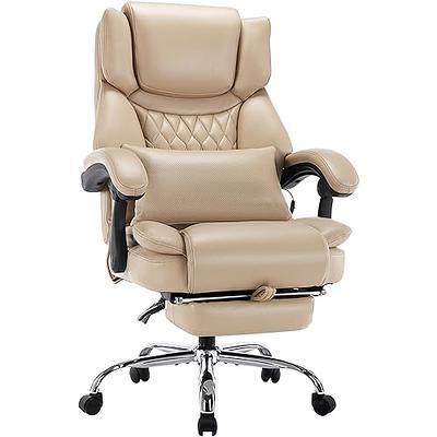 Massage Reclining Leather Office Chair High Back Executive Office Chair  with Footrest Ergonomic Adjustable Seat Height and Back Recline Desk and  Task Chair with Thick Seat Cushion 