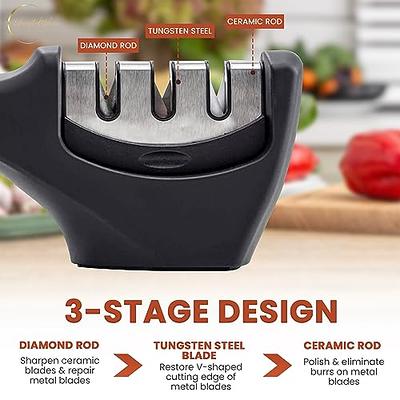 Kitchen Knife Sharpener Professinal 3 Stages Handheld Knife Sharpeners  Tungsten Diamond Ceramic Sharpening Tool To Repair And Polish Blades  Kitchen