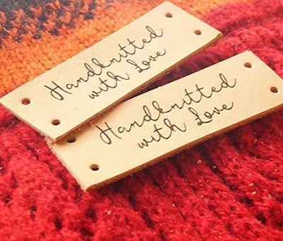 labels for knitting, labels for crochet, leather labels for