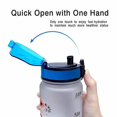 QLUR Water Bottle with Straw, 32 oz Motivational Water Bottles with Time Marker to Drink, Tritan BPA Free, 1L Sports Water Bottle with Carry Strap