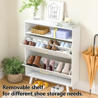 Freestanding Shoe Storage Cabinet for Entryway, Wooden Narrow Shoe Rack  Organizer - Yahoo Shopping