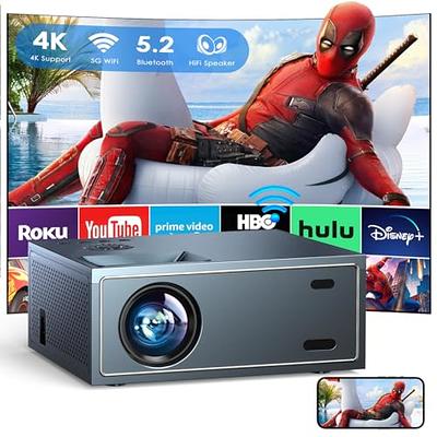  Native 1080P Video Projector with WiFi and Bluetooth, WEWATCH  18500L Outdoor Movie Projector with 120 inch Screen, 4K Ultra HD Supported,  Max 450 Image, Compatible with TV Stick, iOS Android 