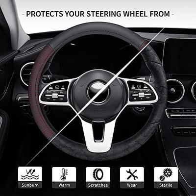 Heated Steering Wheel Cover, 12V Auto Steering Wheel Black Protector Cover  with Heater- 15 Inch