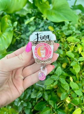 Ice Coffee Badge Reel - Rn Feltie Coffee Retractable Badge Reel