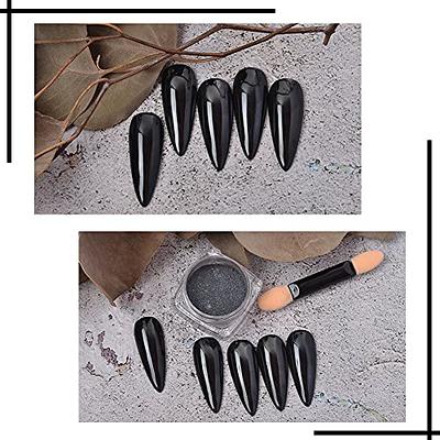 DSHIJIE Holographic Chrome Nail Powder Black Effect Mirror Nail