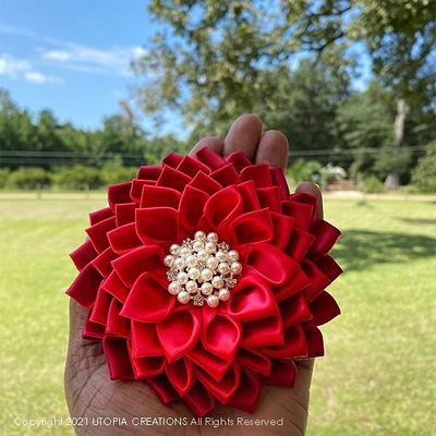 Extra Large Flower Brooch, Black Blue Flower Pin, Fabric Chrysanthemum  Brooch, Corsage Flower Pin, Bespoke Colour Schemes Also Available 