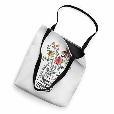 Butterfly Canvas Tote Bag with Zipper Pockets Carnation Flower