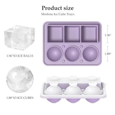 Ticent Ice Cube Trays (Set of 2), Silicone Sphere Whiskey Ice Ball Maker  with Lids & Large Square Ice Cube Molds for Cocktails & Bourbon - Reusable  