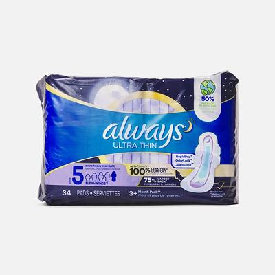 Always Ultra Thin Pads Extra Heavy Overnight Absorbency Unscented w/ Wings  - Yahoo Shopping