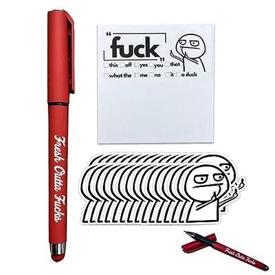 Fresh Outta Fucks Pad and Pen, Fresh Out of Fcks Pen Set, Black Post It  Notes, Snarky Novelty Office Supplies (Mix)