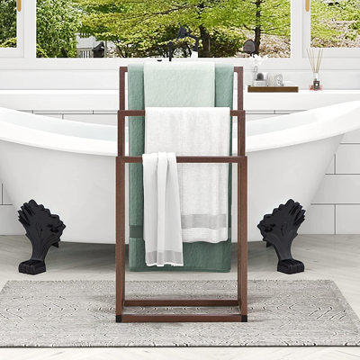 Freestanding 3 Tiers Metal Towel Rack for Bathroom - Brown