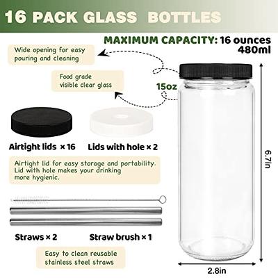  Glass Bottles for Juicing 16oz Reusable Glass Bottles