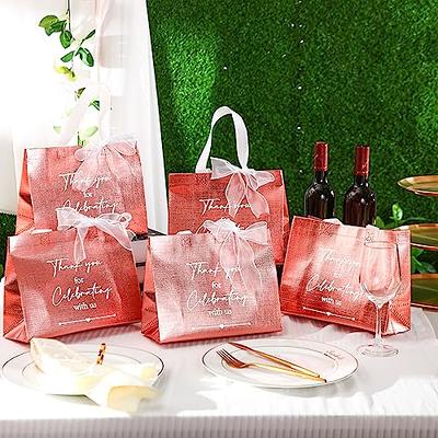  Ctosree 50 Pcs Wedding Gift Bag Thanks for Celebrating with Us  Paper Bags Gold Wedding Gift Bags with Handle for Hotel Guests Wedding Gift  Bag for Bridal Shower Party Favors 