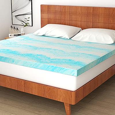 All Season Reversible Hypoallergenic 1.5 Cooling Gel Memory Foam Topper  (Full) Blue