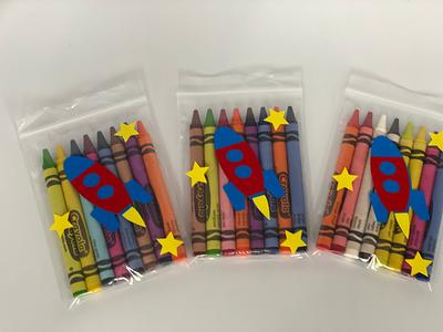 OUTER SPACE Crayon Party Favors, Rocket Spaceship Planets and