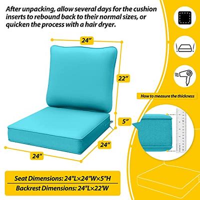 Favoyard Outdoor Seat Cushion Set 24 x 24 Inch Waterproof & Fade Resistant  Patio Furniture Cushions with Removable Cover Deep Seat & Back Cushion with