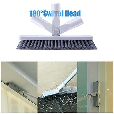ITTAHO Multi-Use Floor Scrub Brush with Long Handle,Extendable Grout  Cleaner Brush for Tile  Floor,Deck,Patio,Marble,Garage,Kitchen,Bathroom,Extra