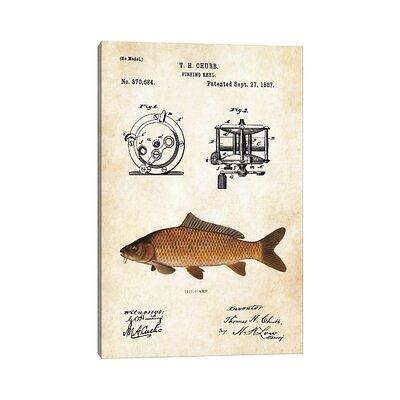 Lake Trout Fishing Lure by Patent77 - Wrapped Canvas Graphic Art East Urban Home Size: 26 H x 18 W x 1.5 D
