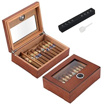 Cigar Humidor, Jansfuren Glass Top Cedar Cigar Box with Front Digital  Hygrometer, Humidifier Gel & Divider, Desktop Humidor Case Hold 25-50 Cigars  - Yahoo Shopping