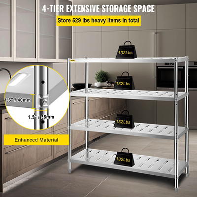 BENTISM Stainless Steel Shelving Adjustable Storage Shelf 5-Tier Storage  Rack 