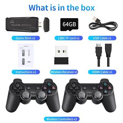 HDMI 4K TV Game Stick Console Built-in 64GB 20000+Retro Games+2 Wireless  Gamepad