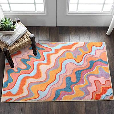 Lahome Entryway Rugs Indoor Small 3x5 Area Rug, Bathroom Rugs Non Slip  Washable, Geometric Tribal Non Skid Throw Rugs with Rubber Backing for  Bedroom