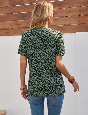 BMJL Women's Casual Cute Shirts Leopard Print Tops Basic Summer Short  Sleeve Fashion Soft Blouse Loose Fit Tshirt : : Clothing, Shoes 