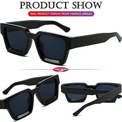 AIEYEZO Square Sunglasses for Women Men Square Thick Frame Sun Glasses Simple Designer Style Shades