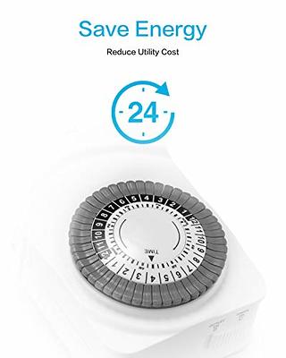 BN-LINK BND-60/U47 Indoor Mini 24-Hour Mechanical Outlet Timer, 3-Prong,  2-Pack