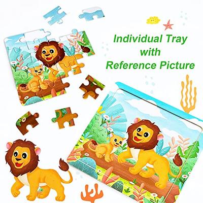 Wooden Jigsaw Puzzles Set for Kids Age 3-5 Year Old 20 Piece Animals  Colorful Wooden Puzzles for Toddler Children Learning 