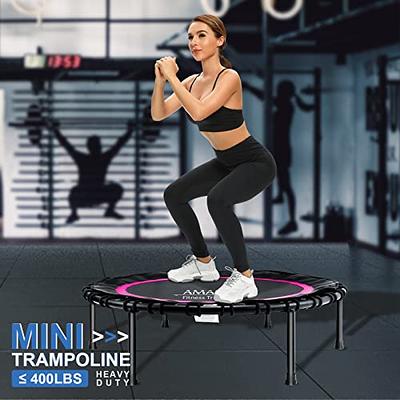 Rebounder Trampoline for Adults,40 inch Mini Trampoline, Bungee Rebounder  Exercise Trampoline for Adults Fitness -Pink/Green