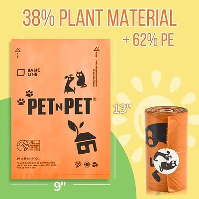 Basics Standard Dog Poop Bags with Dispenser and Leash Clip,  Unscented, 900 Count, 60 Pack of 15, Black, 13 Inch x 9 Inch