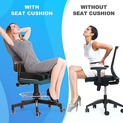 Seat Cushion Pillow for Office Chair - Memory Foam Firm Coccyx Pad -  Tailbone, Sciatica, Lower Back Pain Relief 