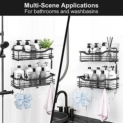 Orimade Adhesive Shower Caddy Soap Dish Holder Shelf with 5 Hooks Bathroom  Organizer Basket Kitchen Storage Rack Wall Mounted No Drilling Stainless