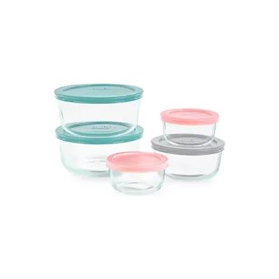 Pyrex 10-Piece Glass Storage Set With Assorted Color Lids - Yahoo