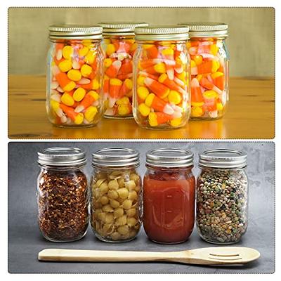 Encheng 16 oz Glass Jars With Lids,Wide Mouth Ball Mason Jars For Storage,Canning  Jars