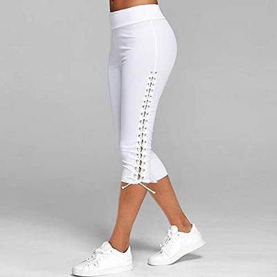 High Waisted Capri Leggings for Women, Lace Up Casual Capris Tummy Control  Exercise Crop Pants for Running Yoga Workout White - Yahoo Shopping