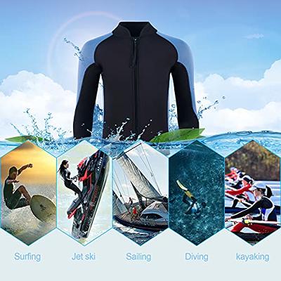 FLEXEL Neoprene Wetsuit Jacket Men Windproof Wet Suit Tops for Men  Snorkeling Scuba Diving Canoeing Kayaking Surfing Swimming Front Zip  Thermal Wetsuit for Boys Teen Youth Keep Warm(Ice Blue, XL) … 