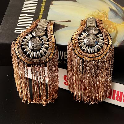 A Pair Of Gold Tassels Epaulet, Handmade Epaulets, Silver Studs